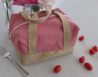 Insulated Lunch Bag - Tomato Gingham
