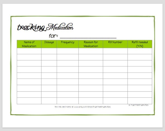 items similar to medication list pdf printable file on etsy medication reminder chart pdf