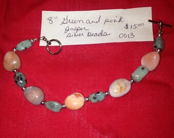 Green and pink jasper bracelet