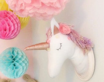Unicorn Wall Mount - Unicorn Room Decor - Unicorn faux Taxidermy