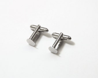 50 pcs of cufflink blank hardware with 8mm flat glue pad silver color