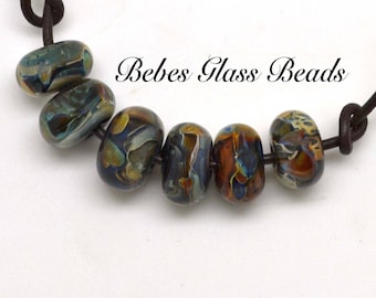 Lampwork Boro Beads Set of 6 Handmade Boro Borosilicate Glass Beads Bebes Glass Beads - Gatherings