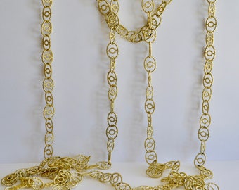 Vintage Christmas Tree Garland Gold Plastic Chain Garlands Set of Two 18 Feet Total Hollywood Regency Gold Garland