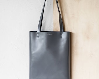 Grey Leather Tote bag No.Tl- 17062