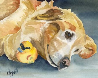 Golden Retriever Art Print of Original Watercolor Painting 8x10