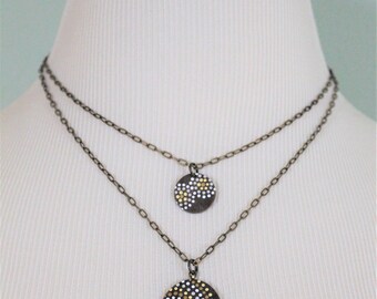 Layering Necklace, Layered Necklace Set, Mandala Necklace, Jewelry with Dots, Necklace with Dots, Gold and Cream Necklace, Pointillism