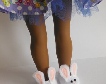 Wellie Wisher Slippers; Wellie Wisher Shoes; Slippers fit American Girl Wellie Wisher; Bunny Slippers for Wellie Wishers; Bunny Slippers