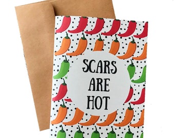 Funny Surgery Card Recovery Card Scars Are Hot Get Well Card Funny Cancer Card Surgery Card For Him Surgery Card For Her Hospital Card