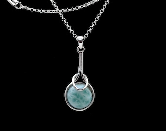 Larimar 10mm Pendant/Necklace .925 Sterling Silver. (Limited Time Promotion)