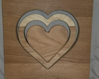 Combination of Handcrafted Wooden Heart Cutout, Outline, and Silhouette