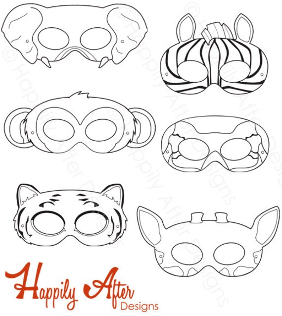 Download Jungle Animals Coloring Masks monkey mask elephant mask