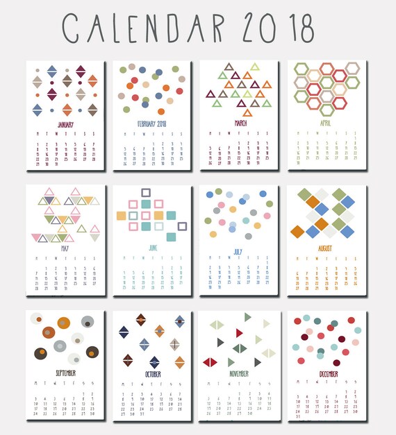 small calendar 2018 printable