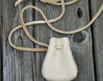 A leather medicine pouch for your amulets and crystals, Medicine bag, Crystal bag, Leather necklace bag, Leather neck pouch, Amulet bag