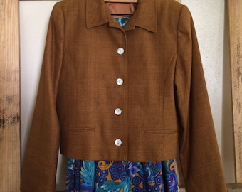 Mustard Brown Cropped Jacket
