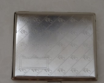 Silver Tone Cigarette Case Etched Pattern