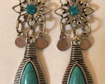 Teal dangle Earrings