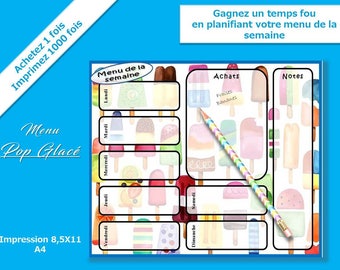 planner menu for each days of the week, cool pop menu planner, take more time each days,