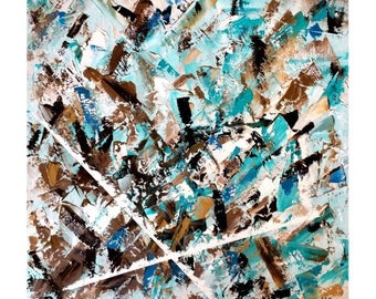 Office art for him Modern art Abstract blue painting Modern painting Palette knife painting Blue abstract art Original oil painting 20x20"