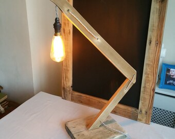 Hanging bulb upcycled angle lamp