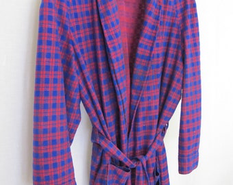 Mad Men Plaid Robe 1960's Robe Grandpa Robe Plush
