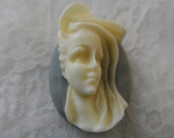 Vintage acrylic 3D cameo 40x30mm,1pc-CAB273