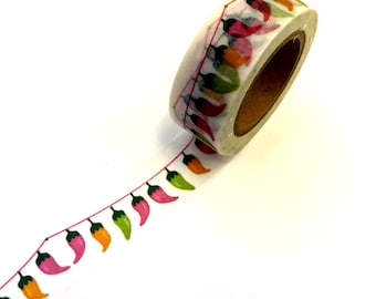Chili Pepper Bunting Paper Washi Tape Scrapbooking Decorate Sticker - Fiesta Party