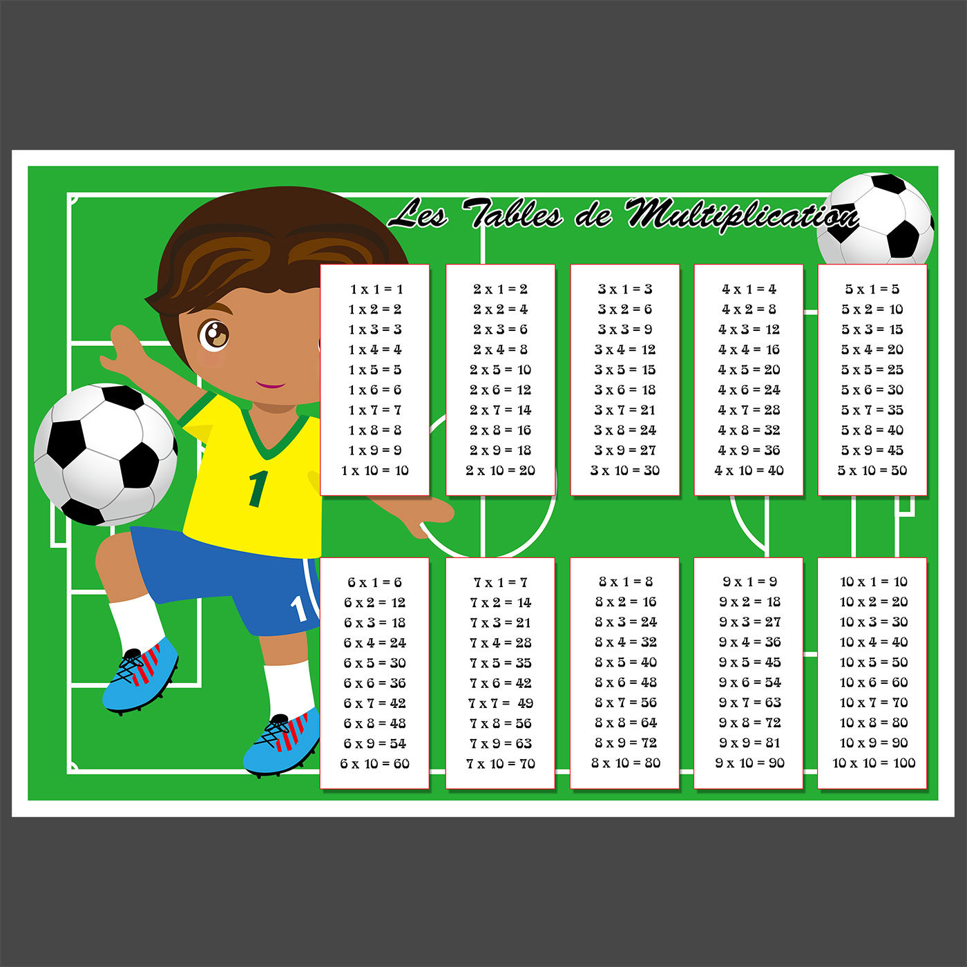 FOOTBALL Tables of Multiplication boy blotting