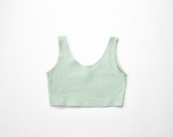 90s Crop Top / 1990s Cropped Midriff Top / Sporty T-Shirt / Health Goth Sea Punk / Soft Grunge / Sea Foam Green / Minimalist Basic / Medium
