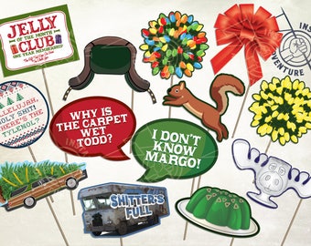 Christmas Vacation Movie Photo Booth Props -Digital Download - Printable National Lampoon's Clark Griswold Sparky Cousin Eddie Shitters Full