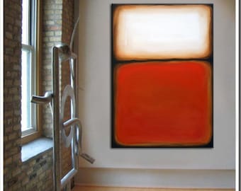 Large Rothko inspired, original abstract painting, Color Fields, white gold orange red black wall art by Kurt Wedgley