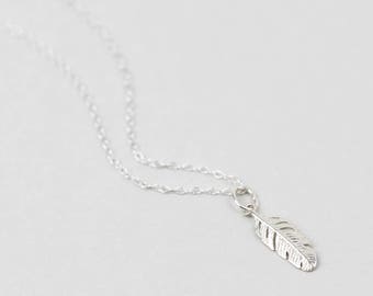 Sterling Silver Feather Necklace • Dainty Feather Pendant • Feather Jewellery • Dainty Necklace • Silver Feather Charm • Everyday Jewellery
