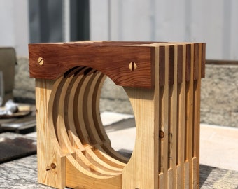 Japanese redwood and pine side table