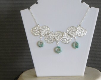 filigree and green stone necklace