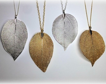 Real Leaf Necklace Long Necklace for Women Outdoor Mother Gift for Mothers Day Jewelry Gift for Women Boho Natural Jewelry Leaf Pendant