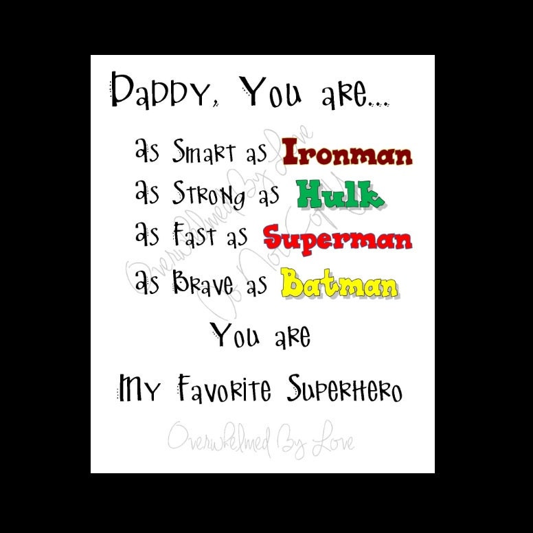 Daddy Is My Superhero Printable Sign