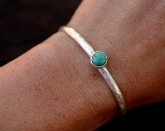 Hammered Turquoise Cuff | Sterling Silver
