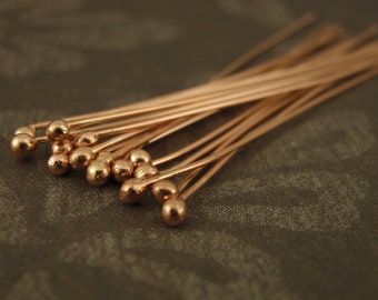 6 - 14kt Rose Gold Filled Ball Head Pins - You Pick Gauge and Length - 100% Guarantee