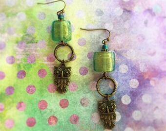 Vintage Brass Owl Earrings
