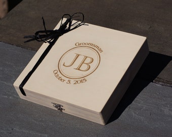 Custom Cigar Box, Groomsman Gift, Rustic Cigar Box, Engraved Gift Box, Personalized Cigar Box, Lasered Wedding Cigar Box, Wedding Keepsake
