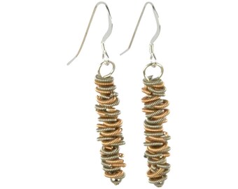 Staccato Guitar String Dangle Earrings - Two Tone