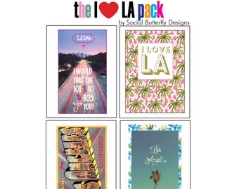 Los Angeles Note Card Set - I Love LA Cards - Greetings from Los Angeles Cards - LA Love Cards - Los Angeles Theme Note Cards