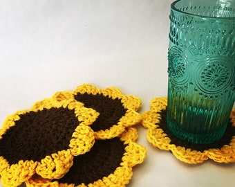 Sunflower Drink Coasters, set of four