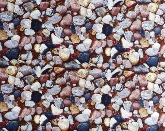 River Rock Fabric, RJR Danscapes Natural 1417-001, Dan Morris, Rocks Landscape Fabric, Gravel Fabric, Cotton Landscape Quilt Fabric