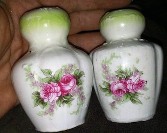 Sale-Shabby Chic Vintage Roses Salt & Pepper Shakers