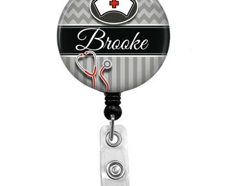 Name Badge Holder, Retractable ID Badge Holder, Name Tag, Personalized, Badge Reel, ID holder, Nurse,