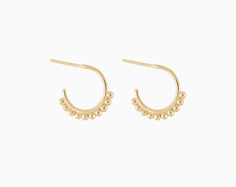 Beaded Hoops - Gold small hoops - Beaded small hoops - Small hoop earrings - Dainty Hoops - Dainty Hoop Earrings - Minimal Hoops