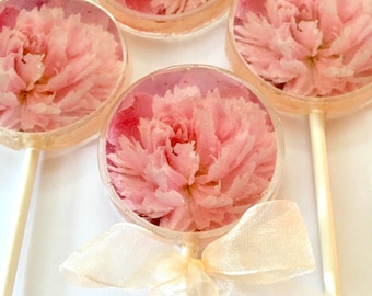 Mother's Day Peonies Lollipops- Hard Candy Lollipops- Peony-Lollipops-Mother's Day-Bridal Shower-Wedding-Babyshower-Tea Party