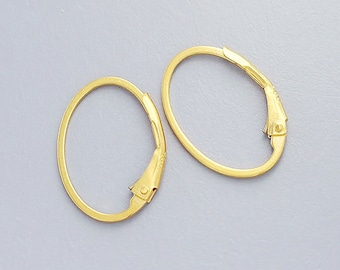 2 pairs of Sterling Silver 24k Vermeil Style Oval Lever Back Earwires 12x17 mm. :vm0198