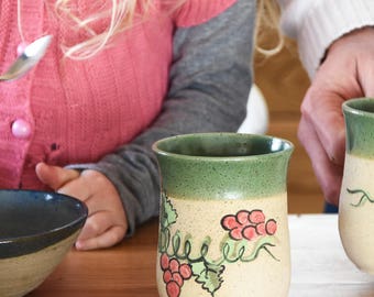 Painted Cup, Green Ceramic Mug, Coffee Mug, Painted Coffee Mug, Italy Espresso Cup, Tall Coffee Cup Milk Cup, Chocolate Mug, Ceramic Tea Cup