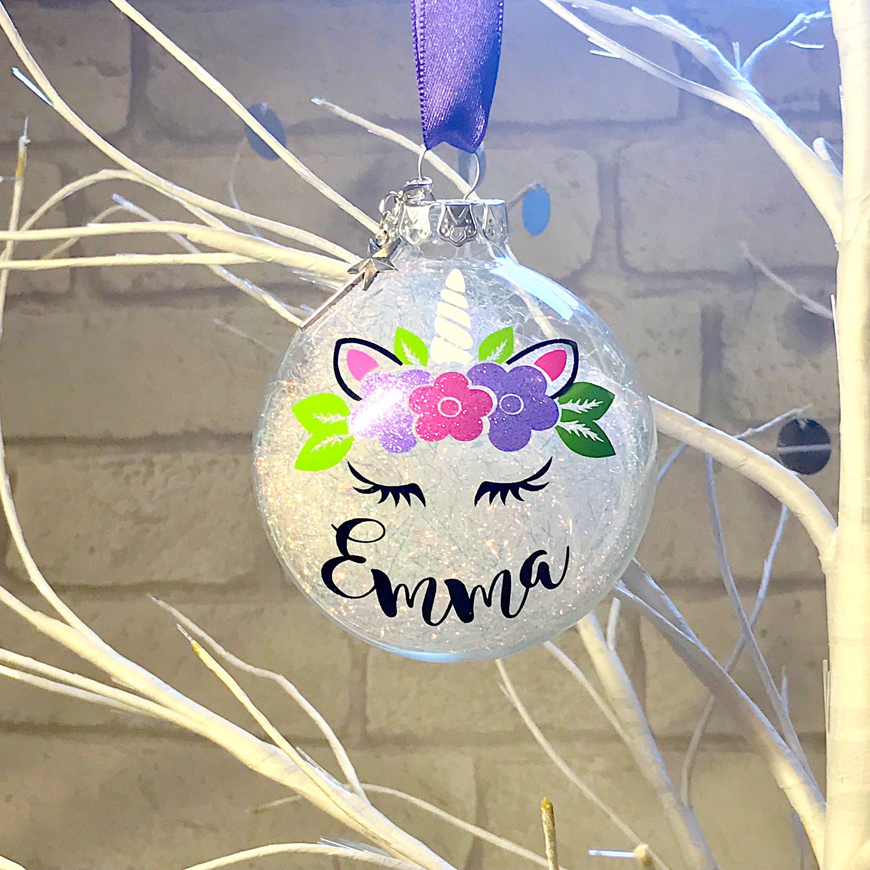 Personalised Unicorn Christmas Bauble Tree Decoration
